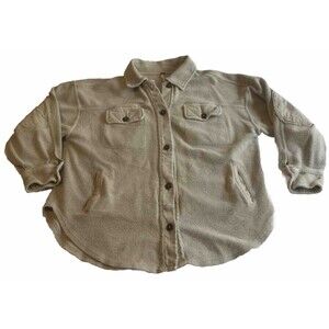 Free People Womens Ruby Oversized Fleece Shirt Jacket Shacket Gray Small P